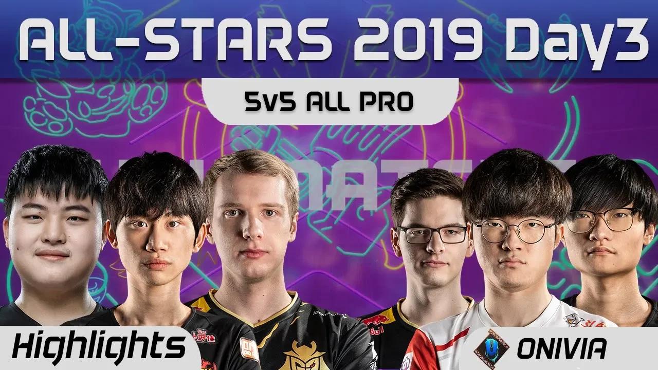 5v5 All Pro Showmatch Highlights with Faker Uzi Doinb Mikyx LoL All Stars 2019 by Onivia thumbnail