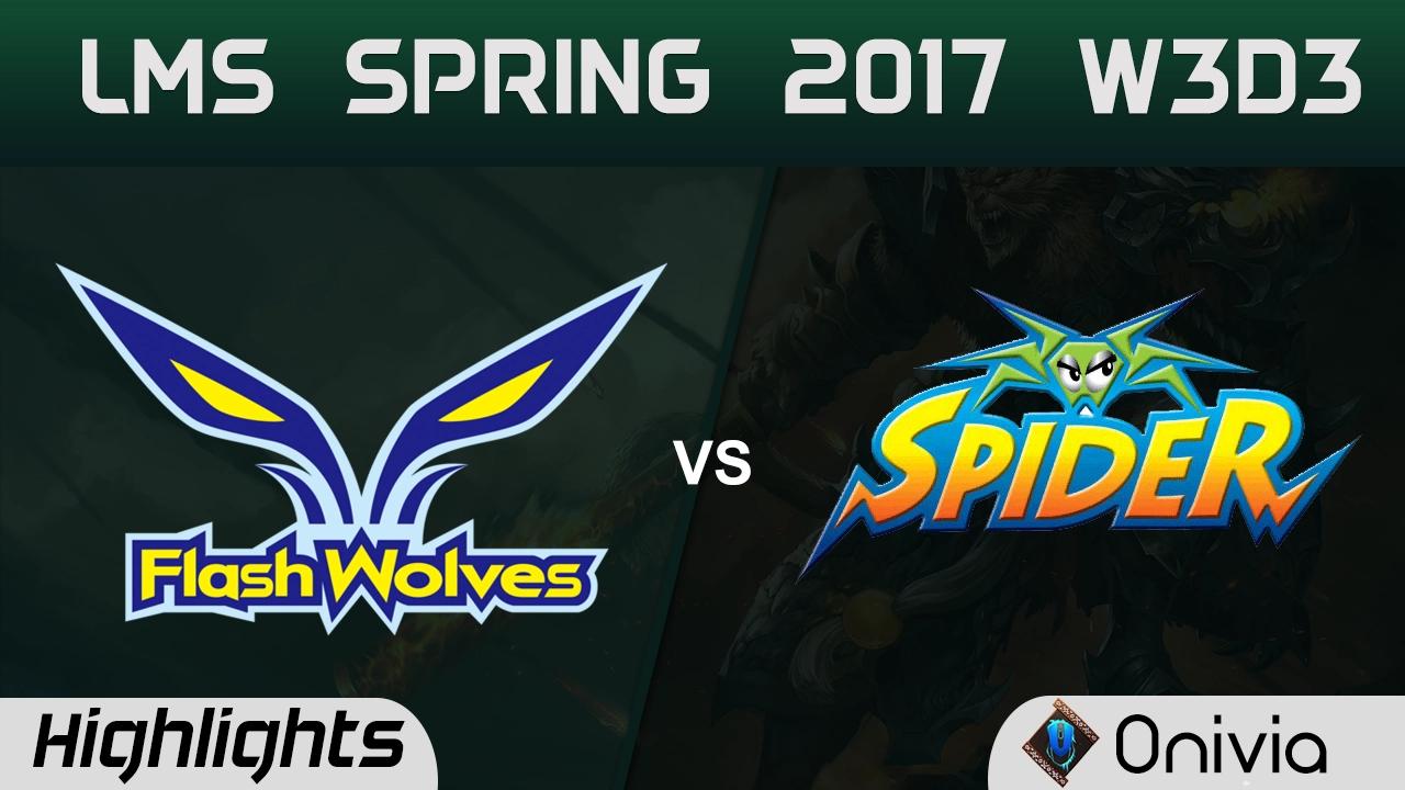 FW vs WS Highlights Game 1 LMS Spring 2017 W3D3 Flash Wolves vs Wayi Spyder thumbnail