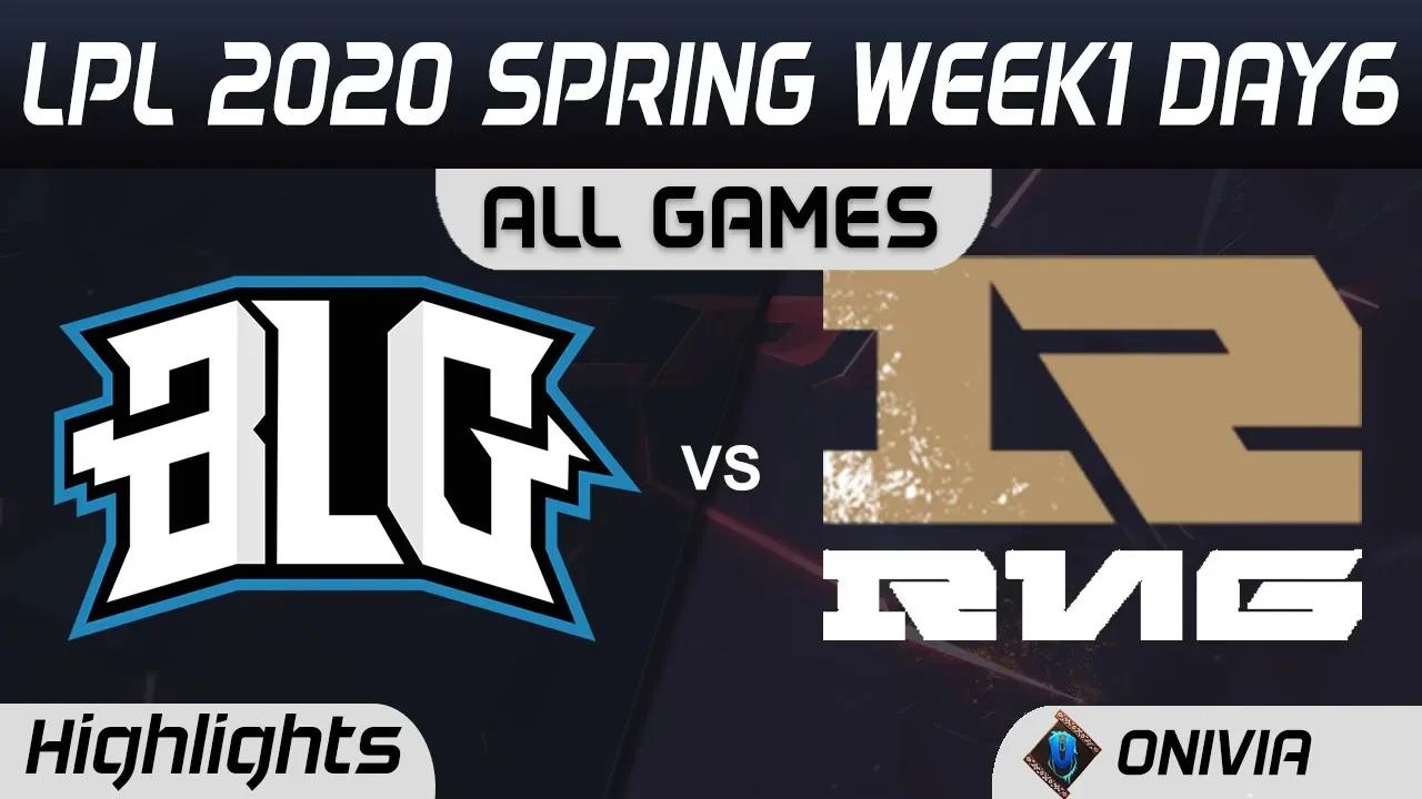 BLG vs RNG ALL GAMES Highlights LPL Spring 2020 W1D6 Bilibili Gaming vs Royal Never Give Up LPL High thumbnail