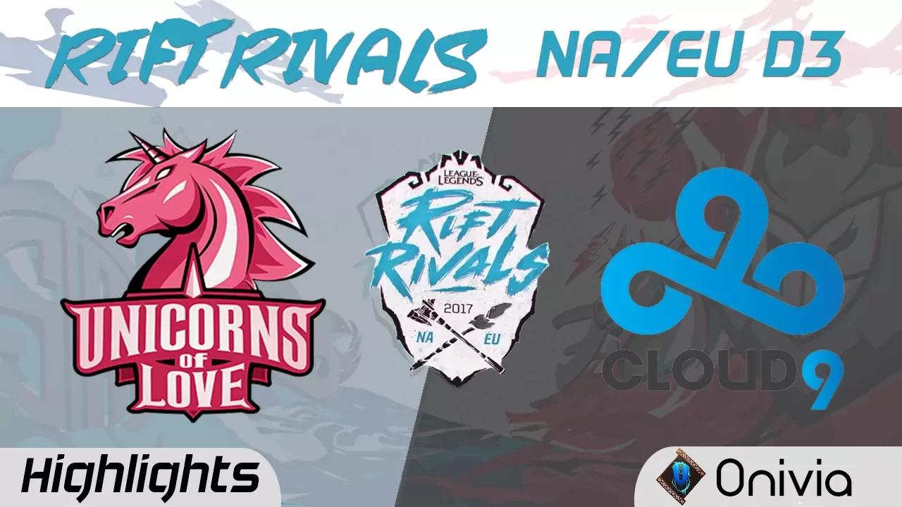 UOL vs C9 Highlights Rift Rivals EU & NA 2017 Unicorns of Love vs Cloud9 by Onivia thumbnail