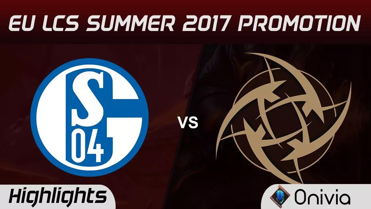 S04 vs NIP Highlights Game 3 EU LCS SUMMER 2017 Promotion Schalke 04 vs Ninjas in Pyjamas by Onivia thumbnail