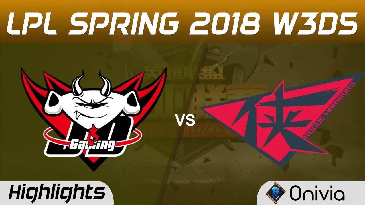 JDG vs RW Highlights Game 1 LPL Spring 2018 W3D5 JD Gaming vs Rogue Warriors by Onivia thumbnail