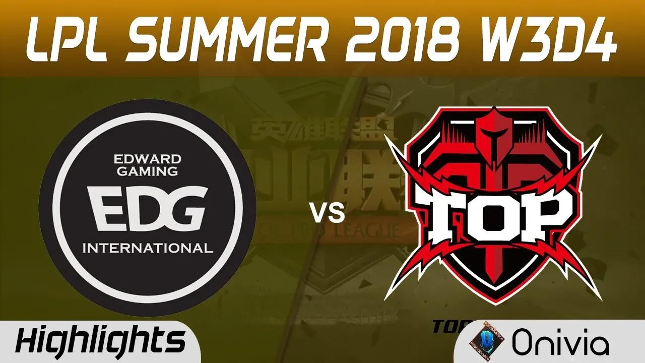 EDG vs TOP Highlights Game 1 LPL Summer 2018 W3D4 Edward Gaming vs Topsports Gaming by Onivia thumbnail