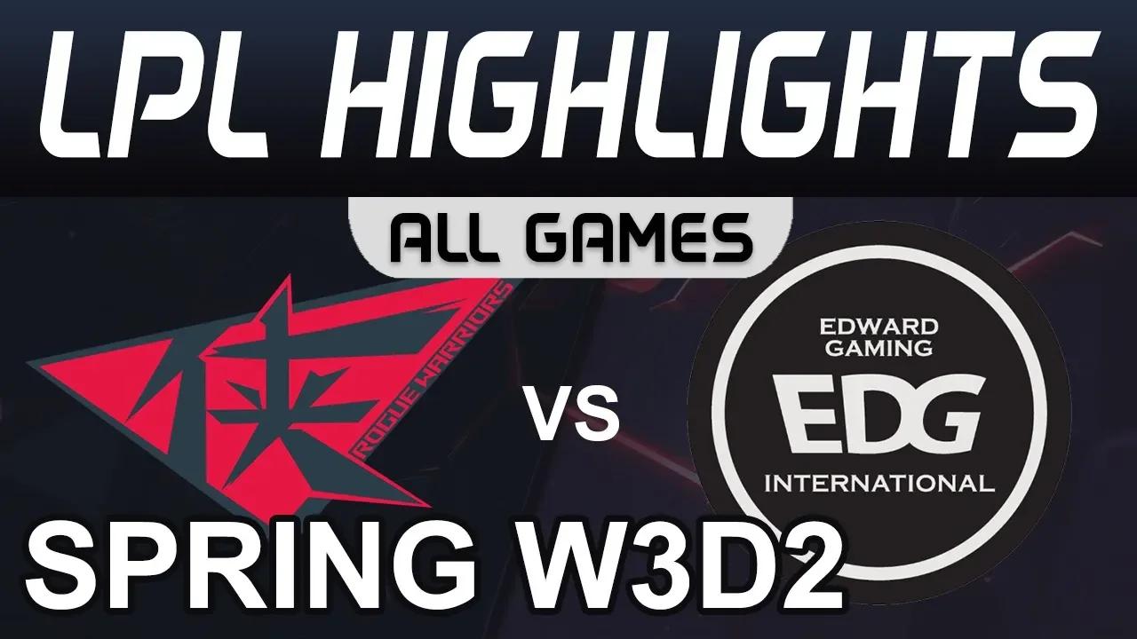 RW vs EDG Highlights ALL GAMES LPL Spring 2020 W3D2 Rouge Warriors vs Edward Gaming by Onivia thumbnail