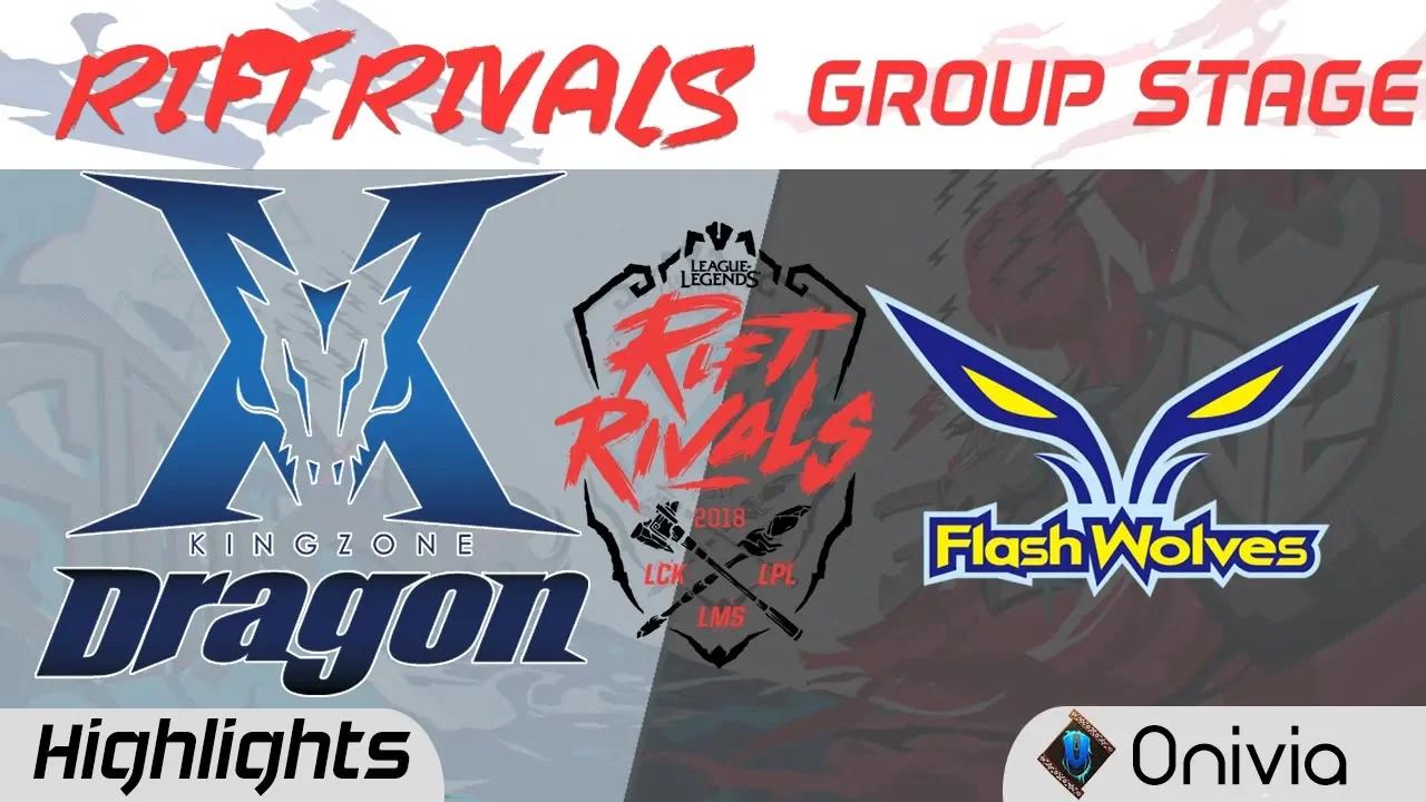 KZ vs FW Highlights Rift Rivals LCK LPL LMS 2018 Kingzone DragonX vs Flash Wolves by Onivia thumbnail