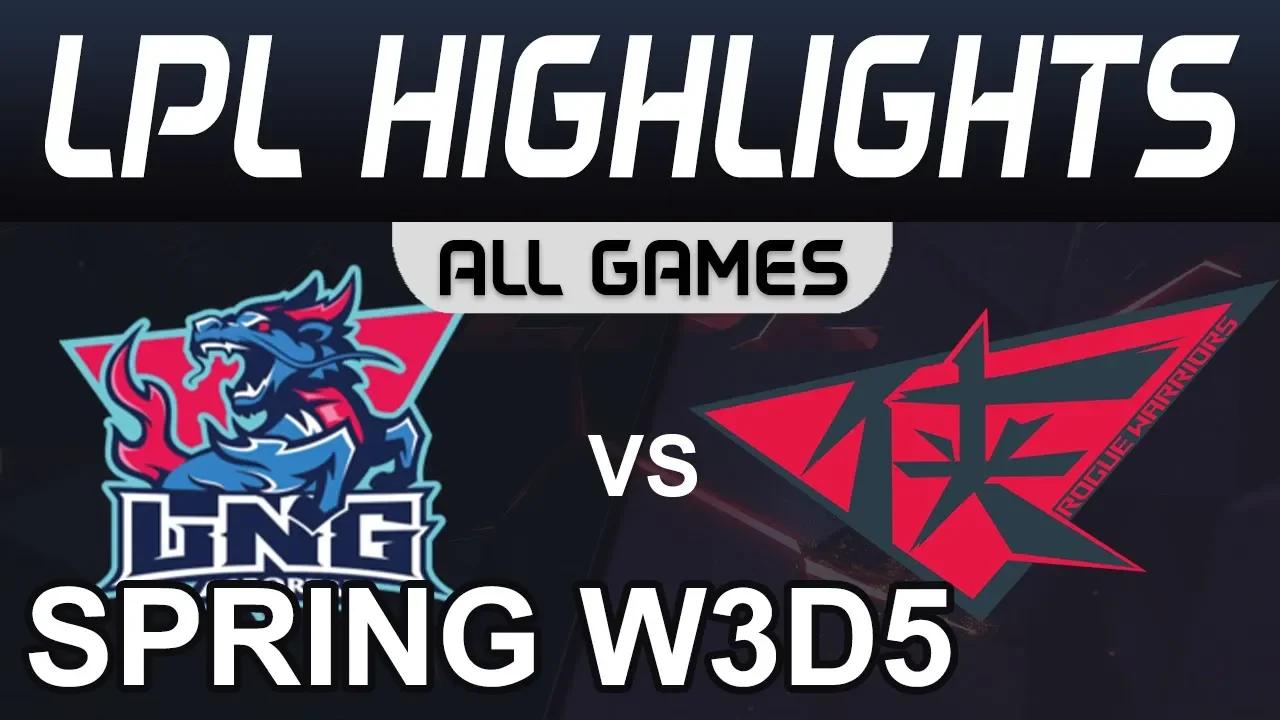 LNG vs RW Highlights ALL GAMES LPL Spring 2020 W3D5 LNG Esports vs Rogue Warriors by Onivia thumbnail