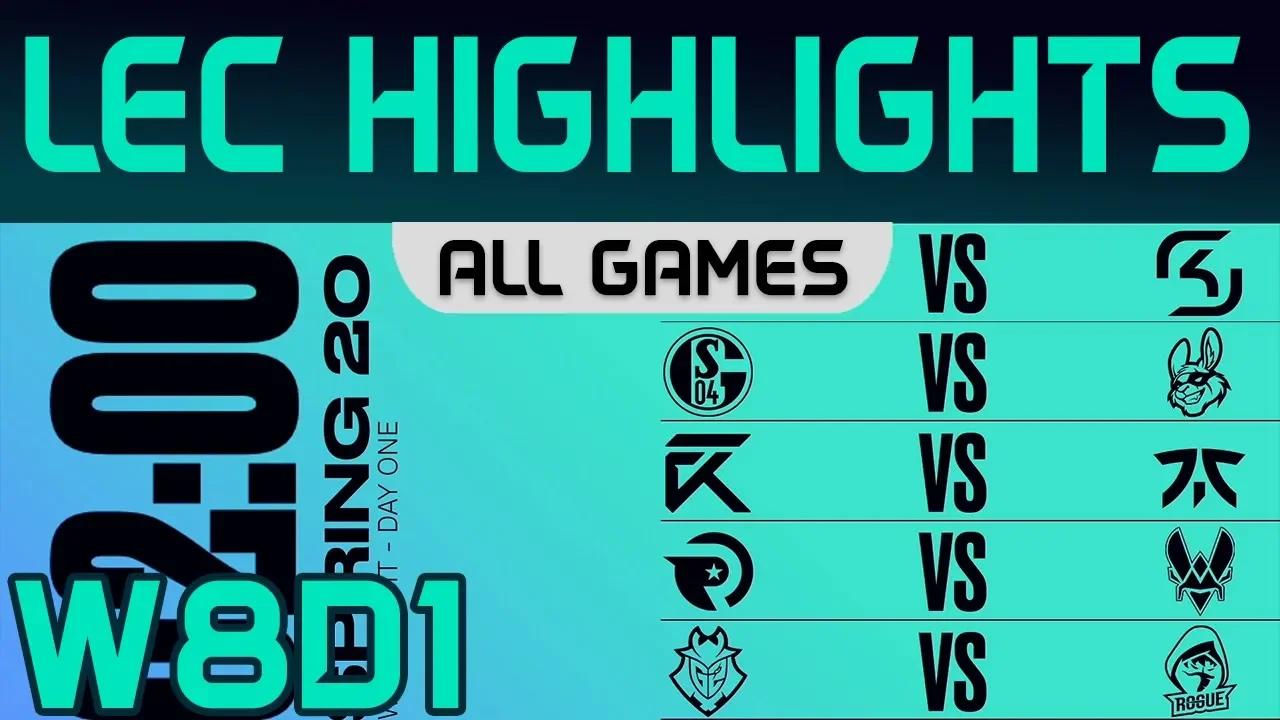 LEC Highlights Week8 Day1 LEC Spring 2020 All Games By Onivia thumbnail