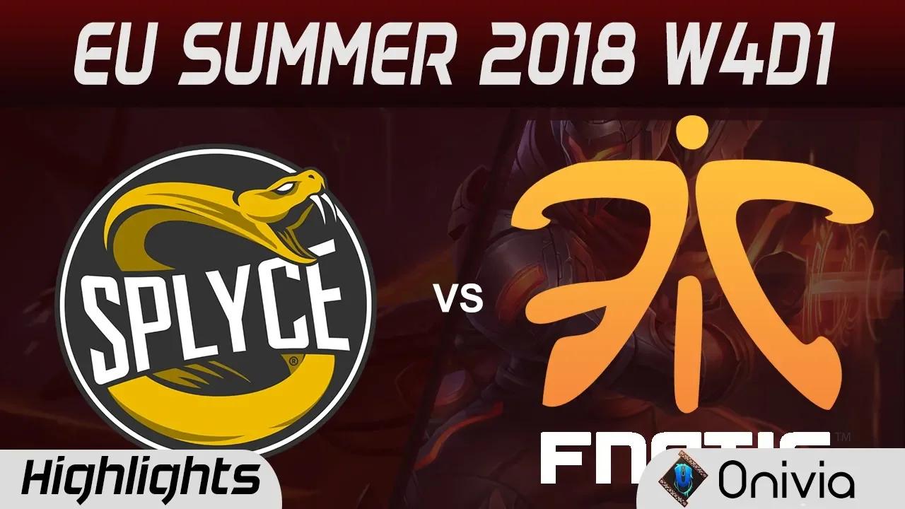 SPY vs FNC Highlights EU LCS Summer 2018 W4D1 Splyce vs Fnatic By Onivia thumbnail