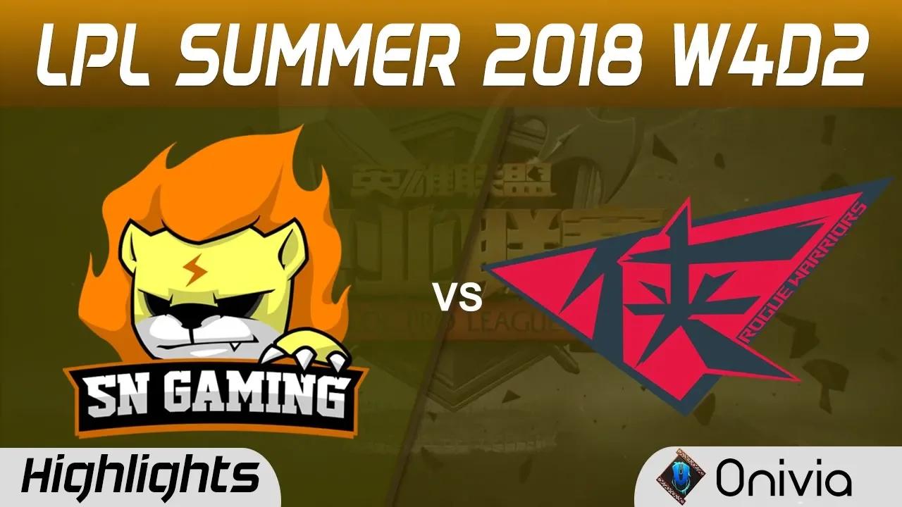 SNG vs RW Highlights Game 1 LPL Summer 2018 W4D2 Suning Gaming vs Rouge Warriors by Onivia thumbnail