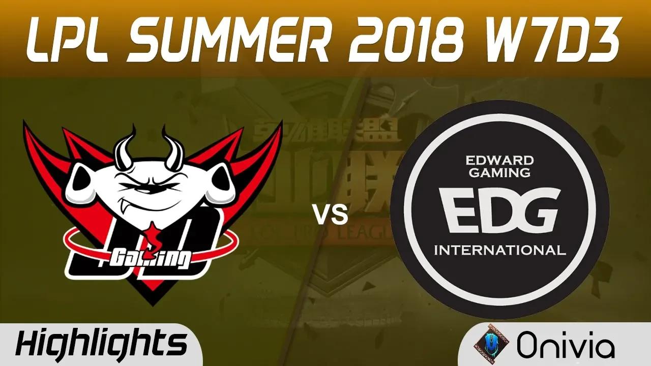 JDG vs EDG Highlights Game 1 LPL Summer 2018 W7D3 JD Gaming vs Edward Gaming by Onivia thumbnail