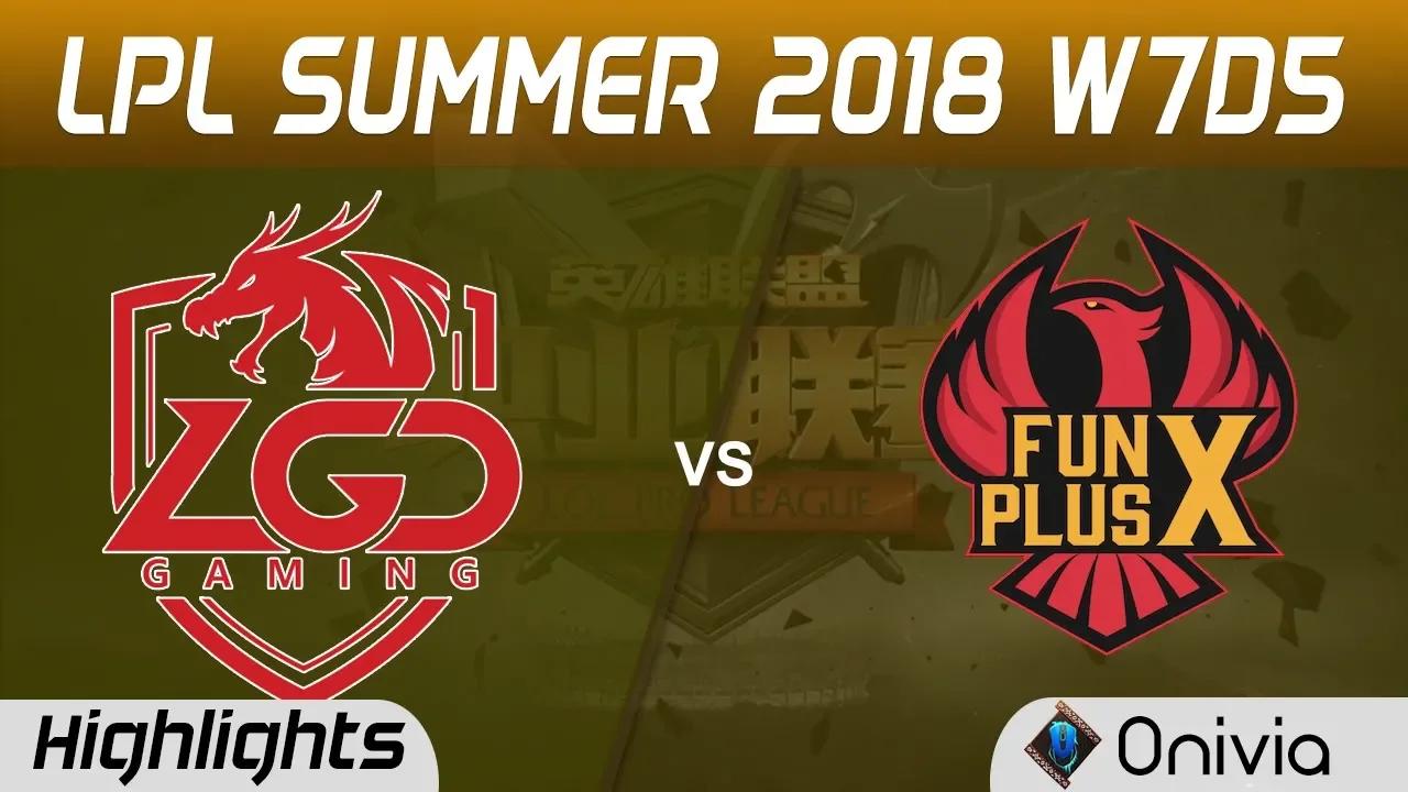 LGD vs FPX Highlights Game 1 LPL Summer 2018 W7D5 LGD Gaming vs FunPlus Phoenix by Onivia thumbnail