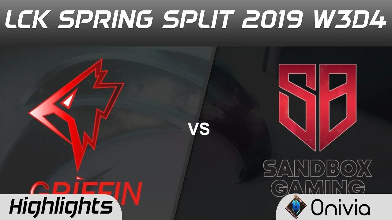 GRF vs SB Highlights Game 1 LCK Spring 2019 W3D4 Griffin vs Sandbox Gaming by Onivia thumbnail