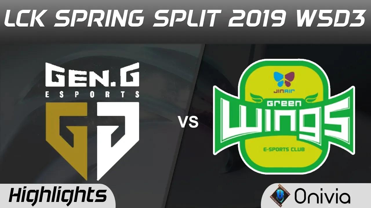 GEN vs JAG Highlights Game 1 LCK Spring 2019 W5D3 Gen G vs JinAir Green Wings by Onivia thumbnail