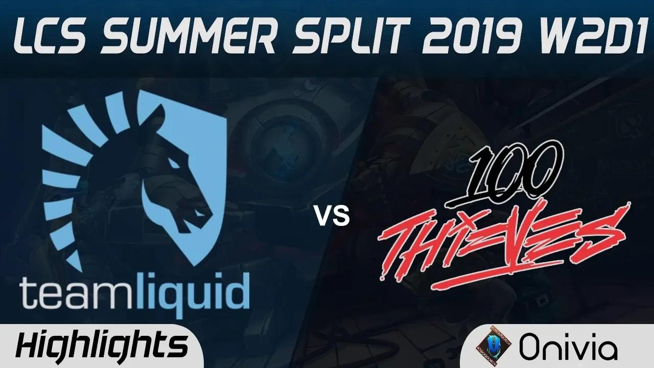 TL vs 100 Highlights LCS Summer 2019 W2D1 Team Liquid vs 100Thieves LCS Highlights by Onivia thumbnail