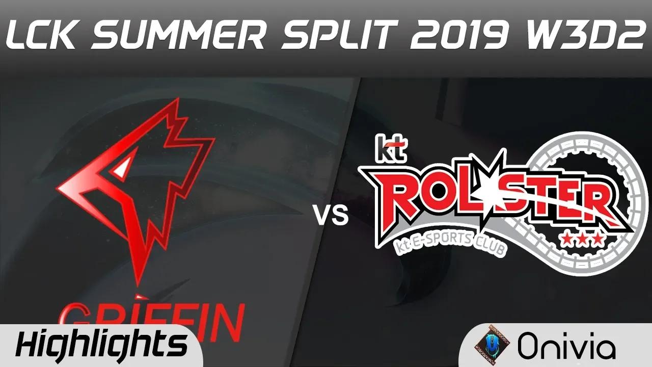 GRF vs KT Highlights Game 2 LCK Summer 2019 W3D2 Griffin vs KT Rolster LCK Highlights by Onivia thumbnail