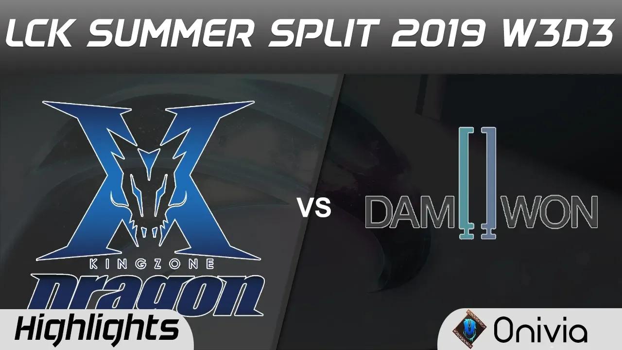 KZ vs DWG Highlights Game 1 LCK Summer 2019 W3D3 Kingzone DragonX vs DAMWON Gaming LCK Highlights by thumbnail