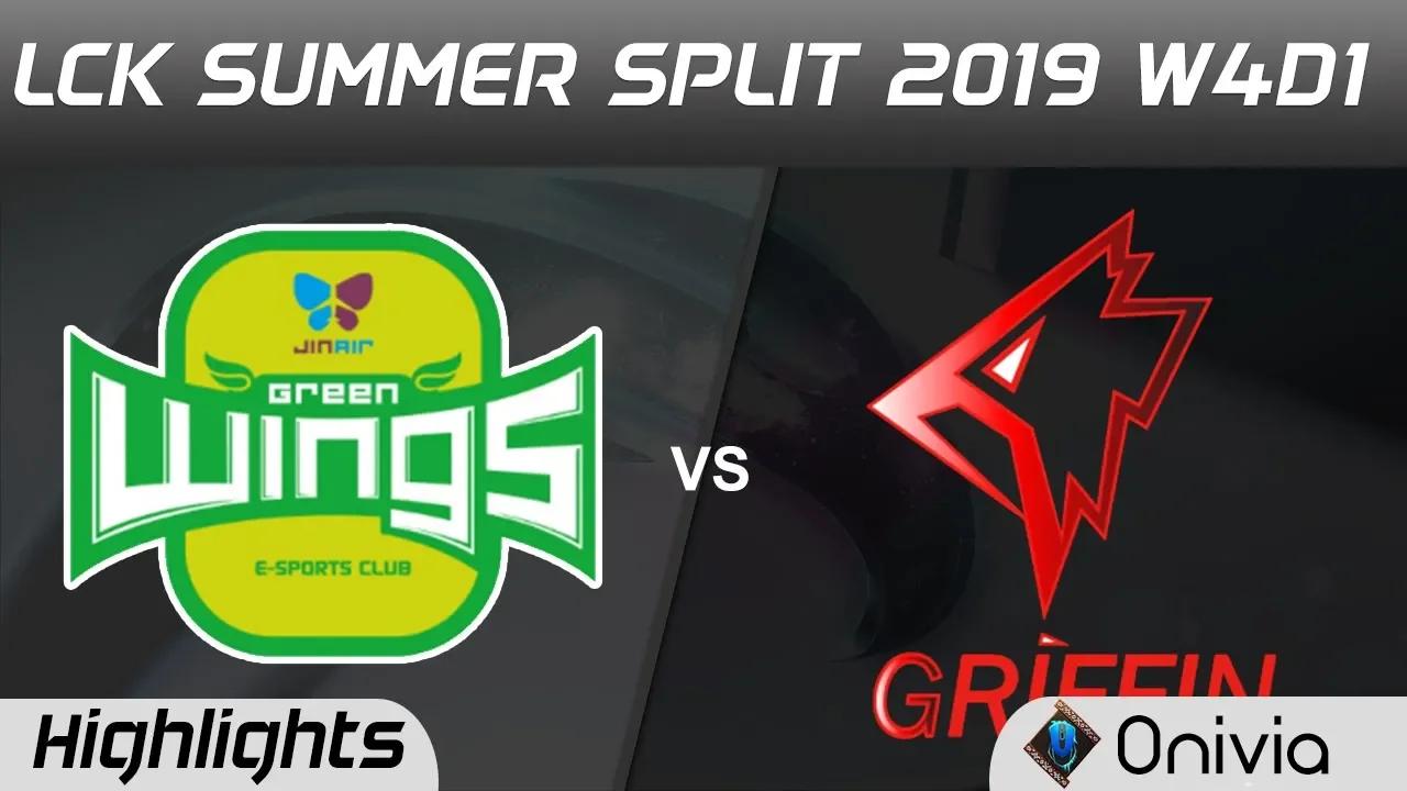 JAG vs GRF Highlights Game 1 LCK Summer 2019 W4D1 Jin Air GreeWings vs Griffin LCK Highlights by Oni thumbnail