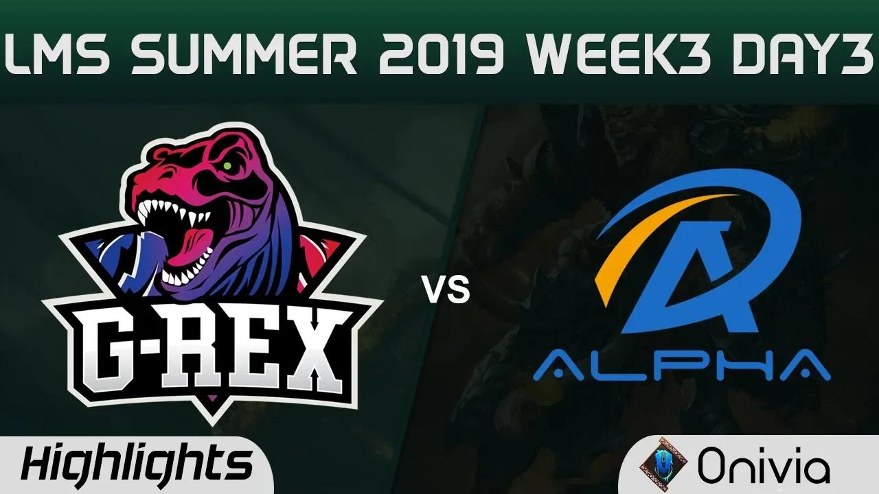 GRX vs ALF Highlights Game 1 LMS 夏季職業聯賽 W3D3 2019 G Rex vs Alpha Esports by Onivia thumbnail