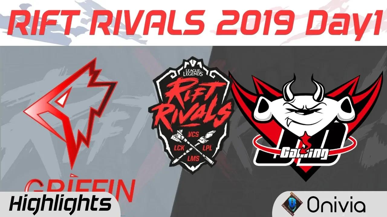 GRF vs JDG Highlights Rift Rivals Day 1 LCK LPL LMS VCS 2019 Griffin vs JD Gaming by Onivia thumbnail