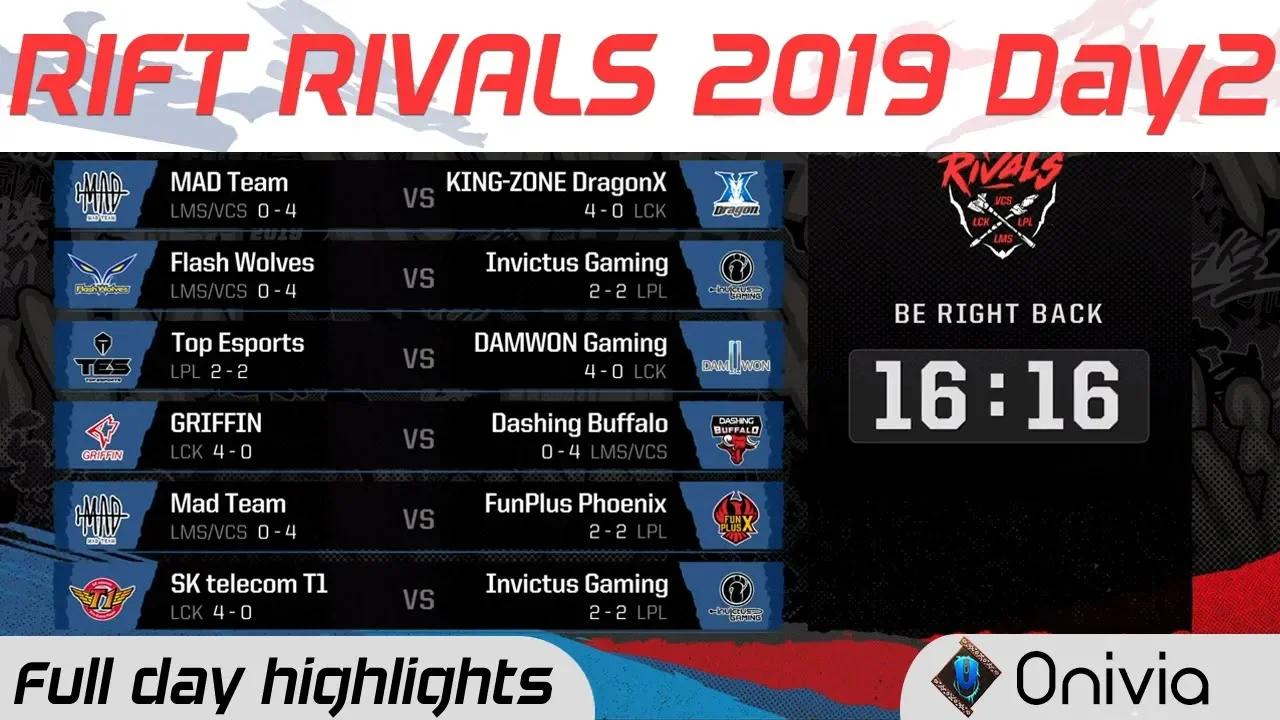 Full Day Rift Rivals LCK LPL LMS VCS Highlights 2019 Day 2 By Onivia thumbnail