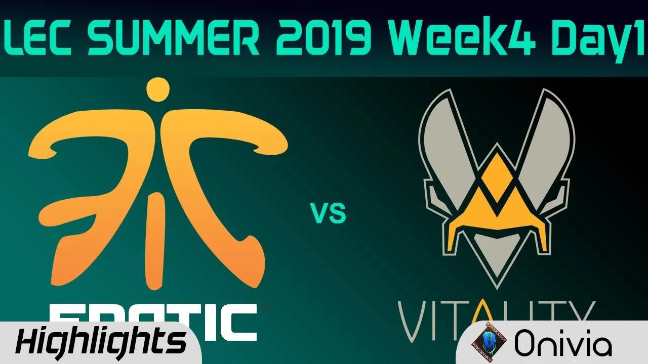 FNC vs VIT Highlights LEC Summer 2019 W4D1 Fnatic vs Team Vitality LEC Highlights By Onivia thumbnail