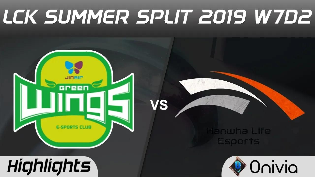 JAG vs HLE Highlights Game 1 LCK Summer 2019 W7D2 JinAir Green Wings vs Hanwha Life Esports Highligh thumbnail