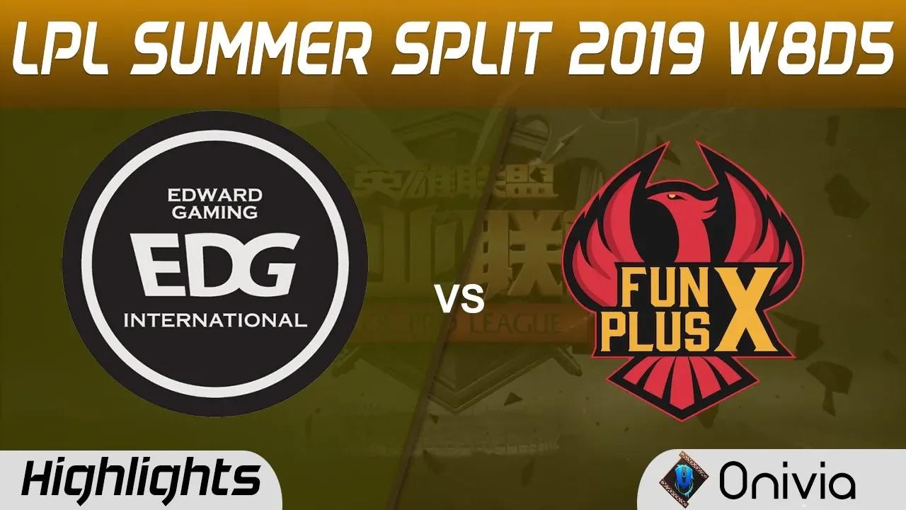 EDG vs FPX Highlights Game 1 LPL Summer 2019 W8D5 Edward Gaming vs FunPlus Phoenix LPL Highlights by thumbnail