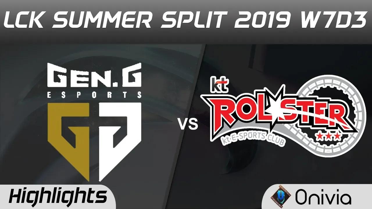 GEN vs KT Highlights Game 1 LCK Summer 2019 W7D3 Gen G vs KT Rolster Highlights by Onivia thumbnail