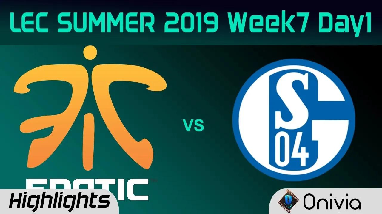 FNC vs S04 Highlights LEC Summer 2019 W7D1 Fnatic vs Schalke 04 LEC Highlights By Onivia thumbnail