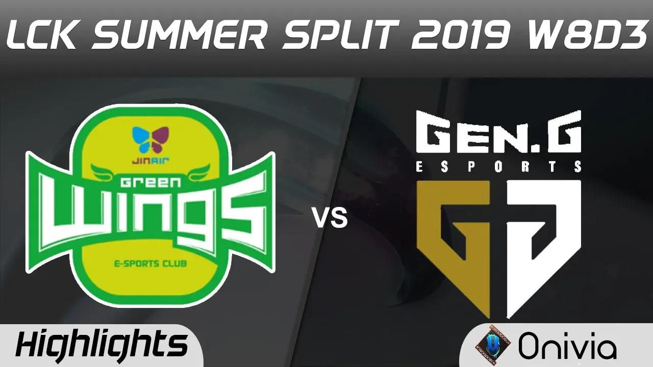 JAG vs GEN Highlights Game 3 LCK Summer 2019 W8D3 Jin Air Green Wings vs Gen G Highlights by Onivia thumbnail