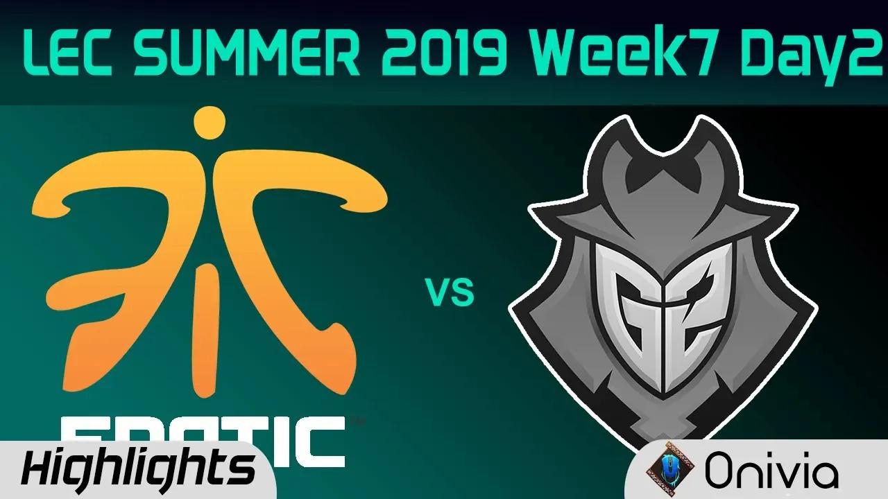 FNC vs G2 Highlights LEC Summer 2019 W7D2 Fnatic vs G2 Esports LEC Highlights By Onivia thumbnail