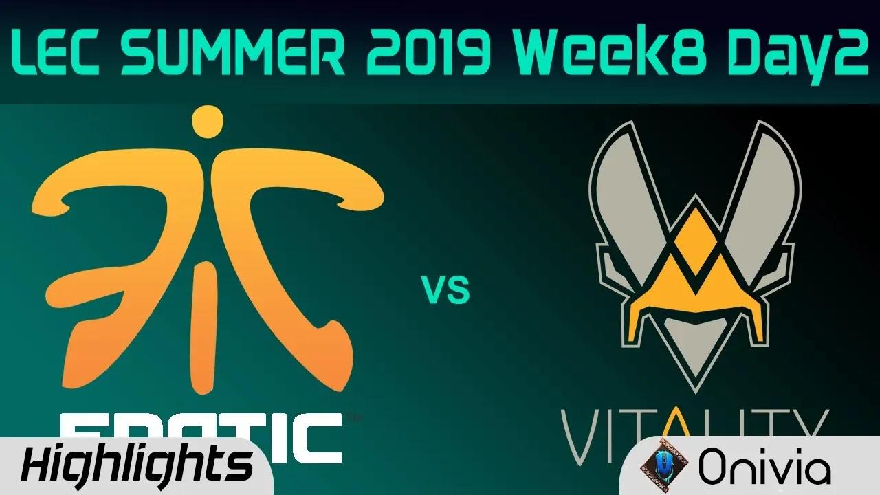 FNC vs VIT Highlights LEC Summer 2019 W8D2 Fnatic vs Team Vitality LEC Highlights By Onivia thumbnail