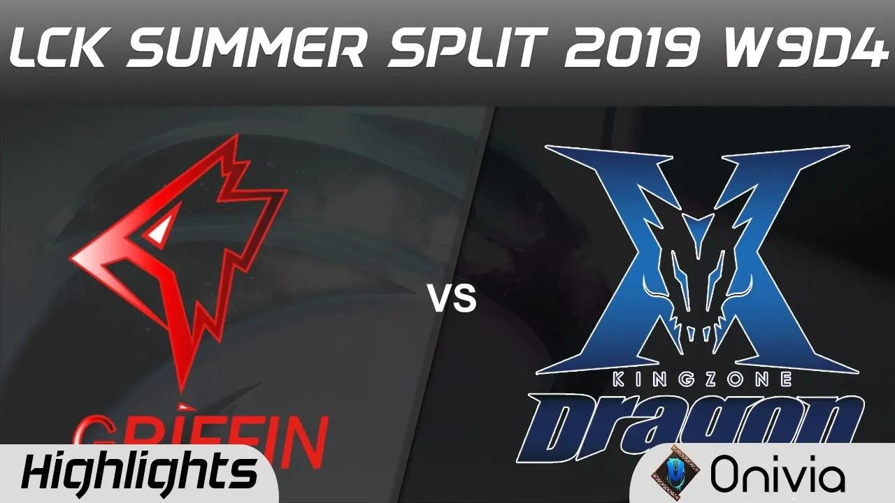 GRF vs KZ Highlights Game 1 LCK Summer 2019 W9D4 Griffin vs Kingzone DragonX Highlights by Onivia thumbnail