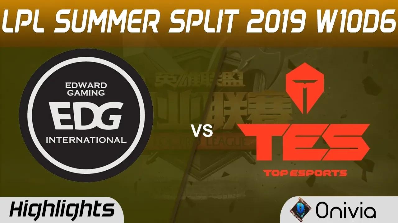 EDG vs TES Highlights Game 2 LPL Summer 2019 W10D6 Edward Gaming vs Top Esports LPL Highlights by On thumbnail