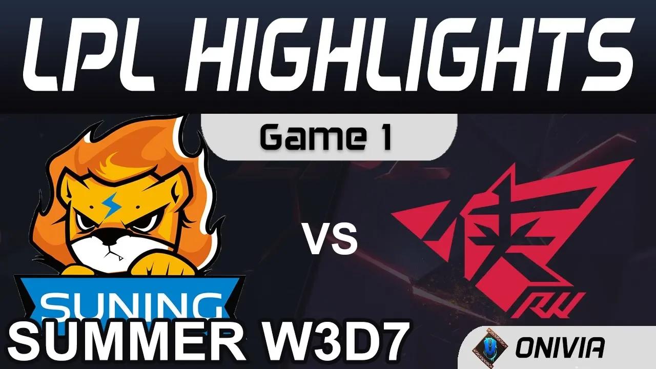 SN vs RW Highlights Game 1 LPL Summer Season 2020 W3D7 Suning vs Rogue Warriors by Onivia thumbnail