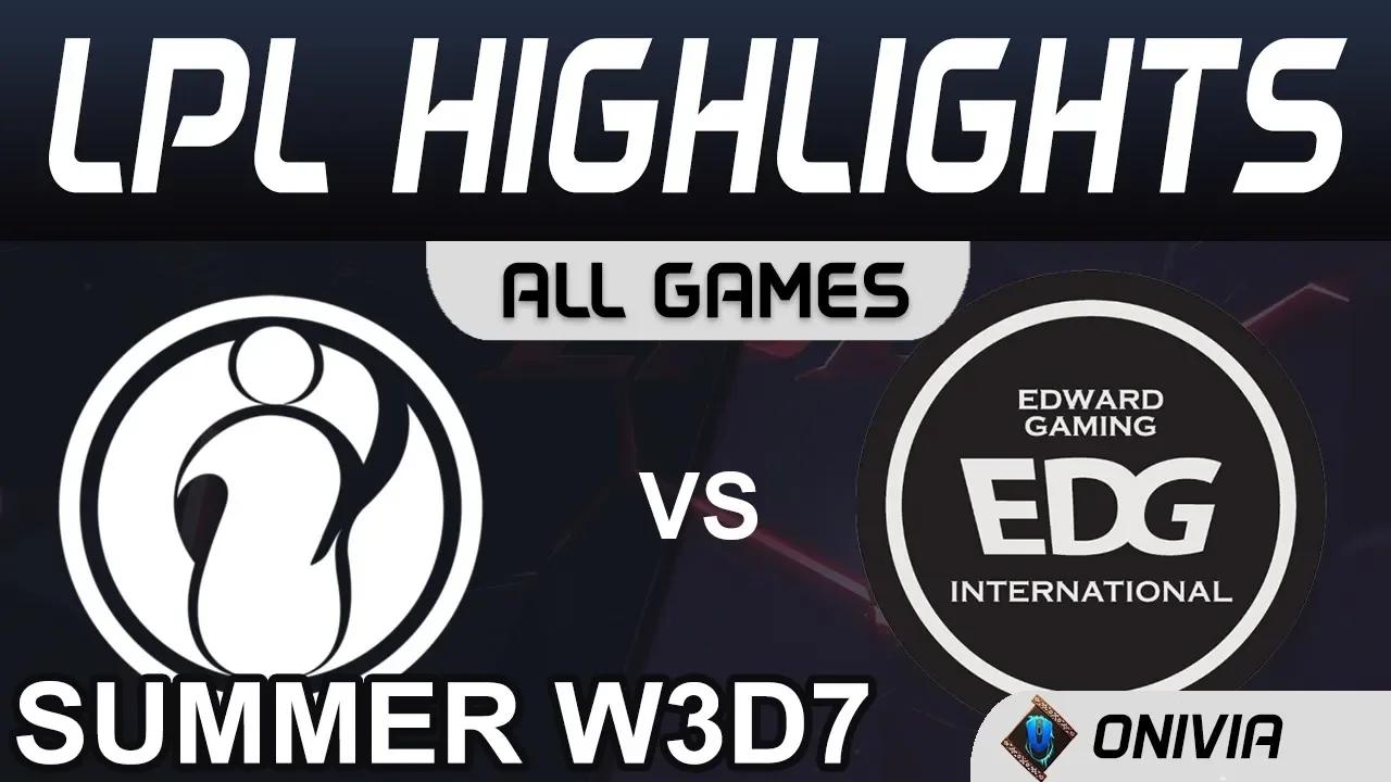 IG vs EDG Highlights ALL GAMES LPL Summer Season 2020 W3D7 Invictus Gaming vs EDward Gaming by Onivi thumbnail