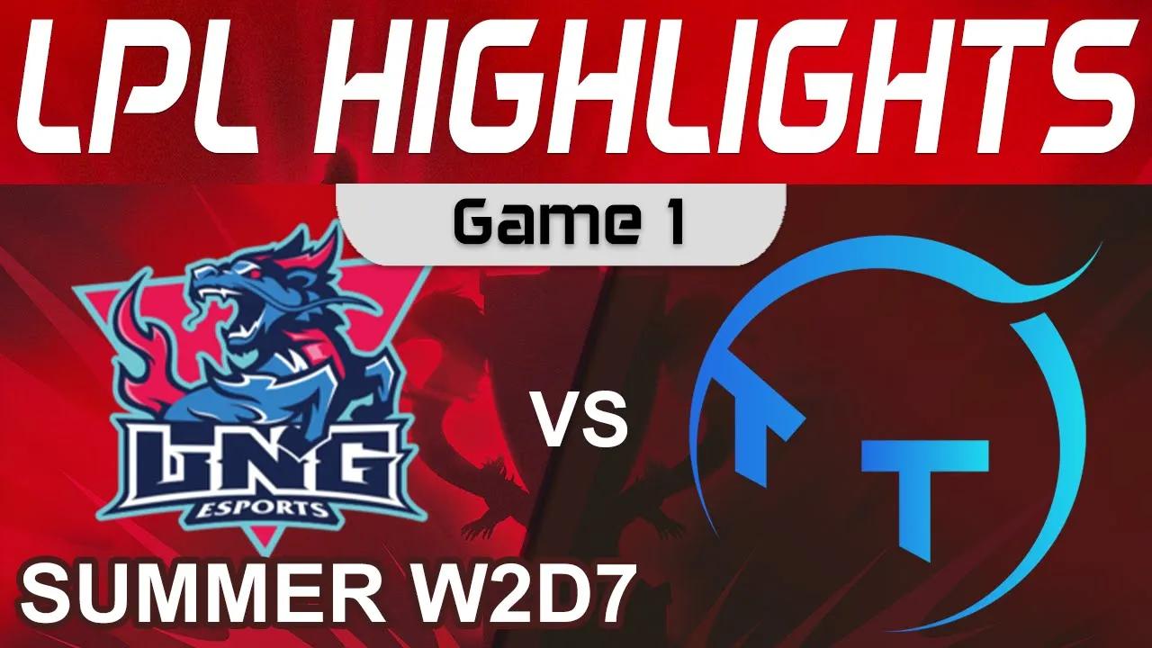 LNG vs TT Highlights Game 1 LPL Summer Season 2022 W2D7 LNG Esports vs ThunderTalk Gaming by Onivia thumbnail