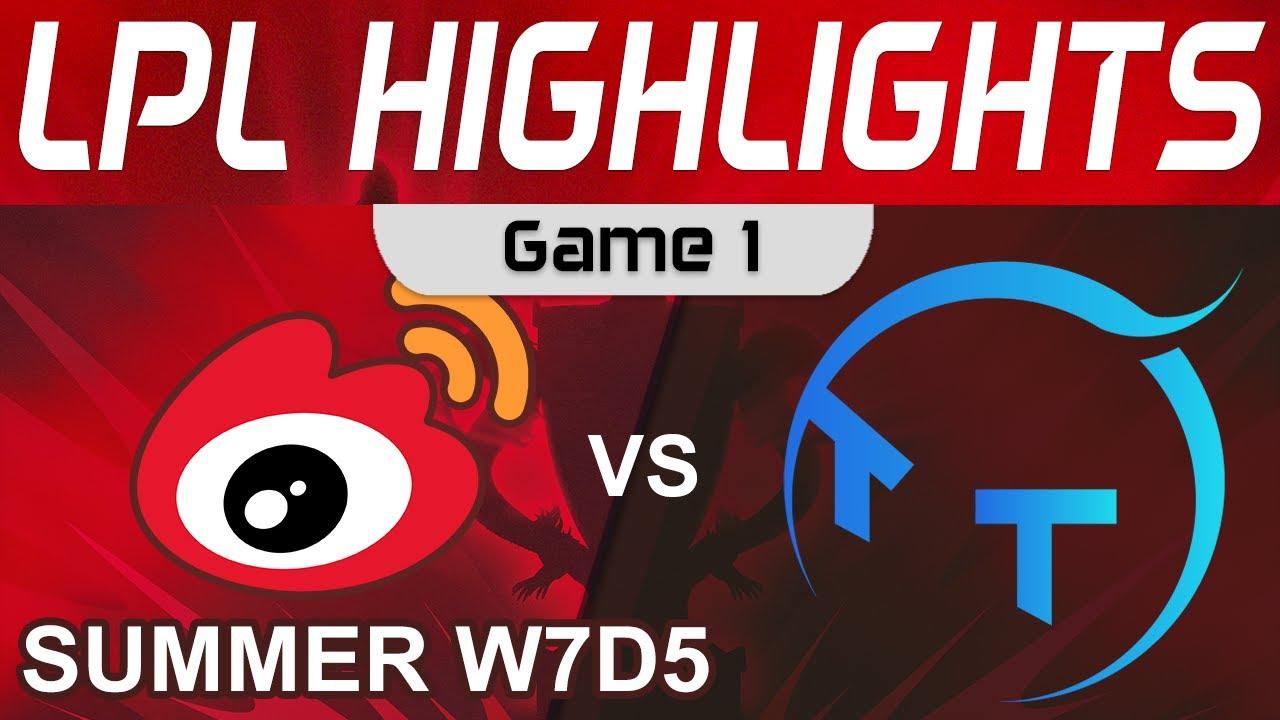 WBG vs TT Highlights Game 1 LPL Summer Season 2022 W7D5 Weibo Gaming vs ThunderTalk Gaming by Onivia thumbnail