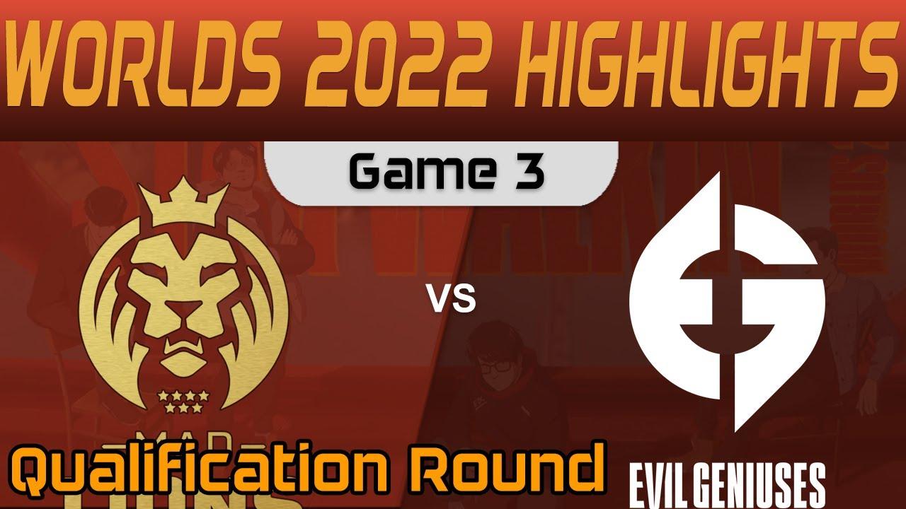 MAD vs EG Highlights Game 3 Qualification Round Worlds 2022 MAD Lions vs Evil Geniuses by Onivia thumbnail