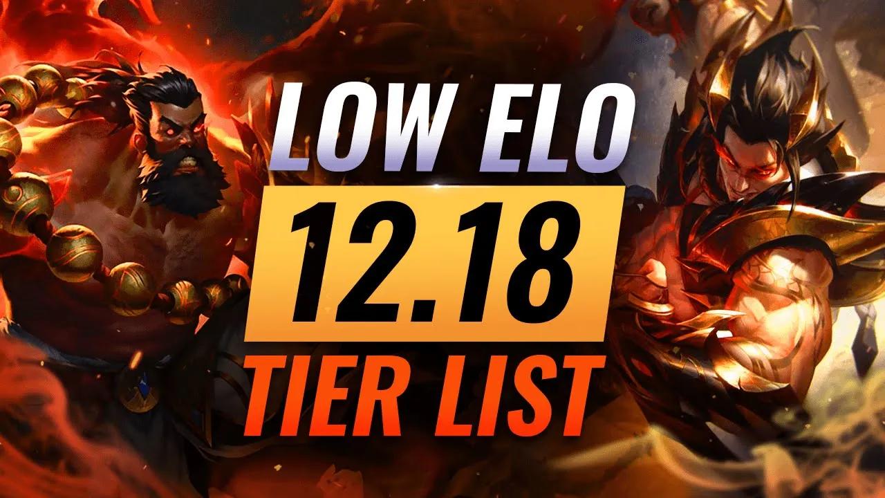 SOLO QUEUE Low Elo Champions TIER LIST for Patch 12.18 - League of Legends thumbnail