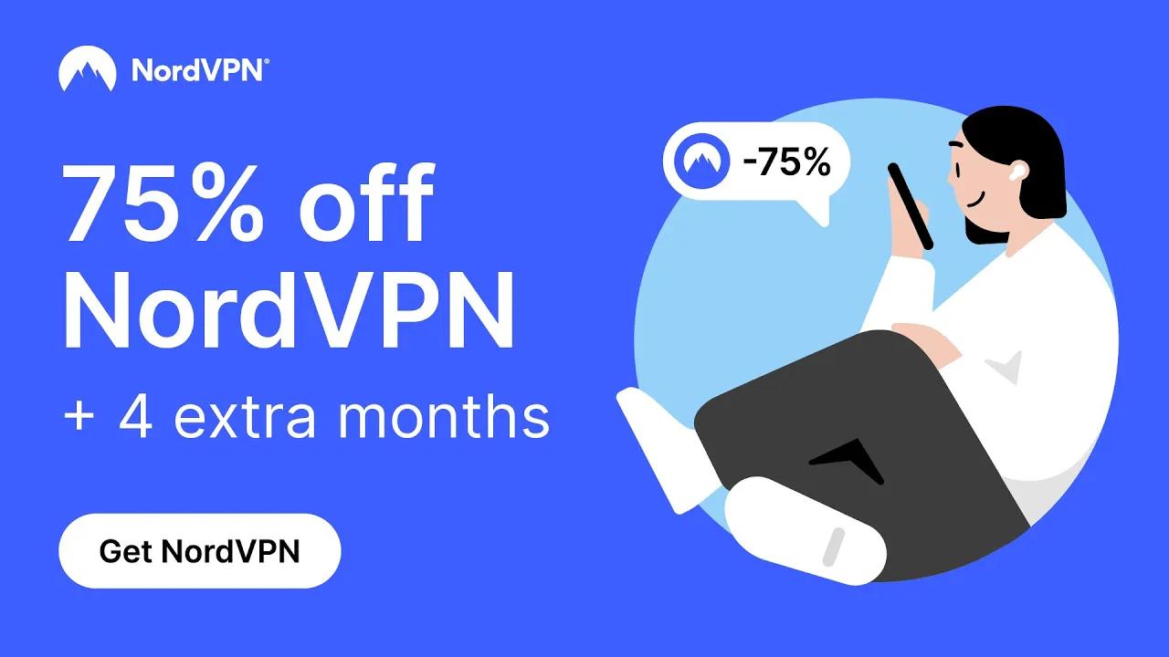 Block malware, ads, phishing sites, and scams! Get 74% off NordVPN + 4 extra months 🎁 thumbnail