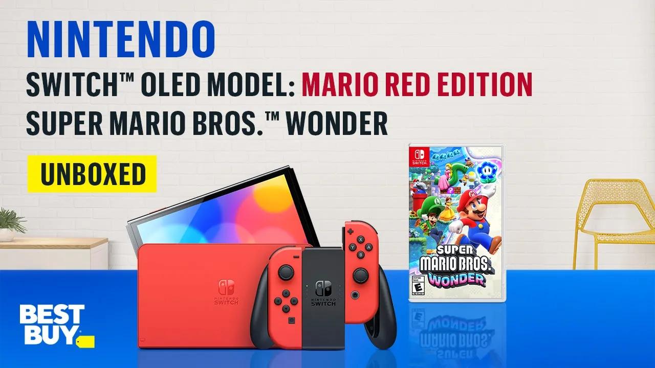 Nintendo Switch - OLED Model: Mario Red Edition & Super Mario Bros. Wonder game – from Best Buy thumbnail