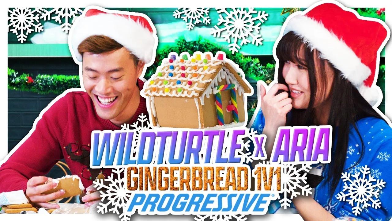 AriaSaki and Wildturtle Christmas Gingerbread House 1v1 | Presented by Progressive thumbnail