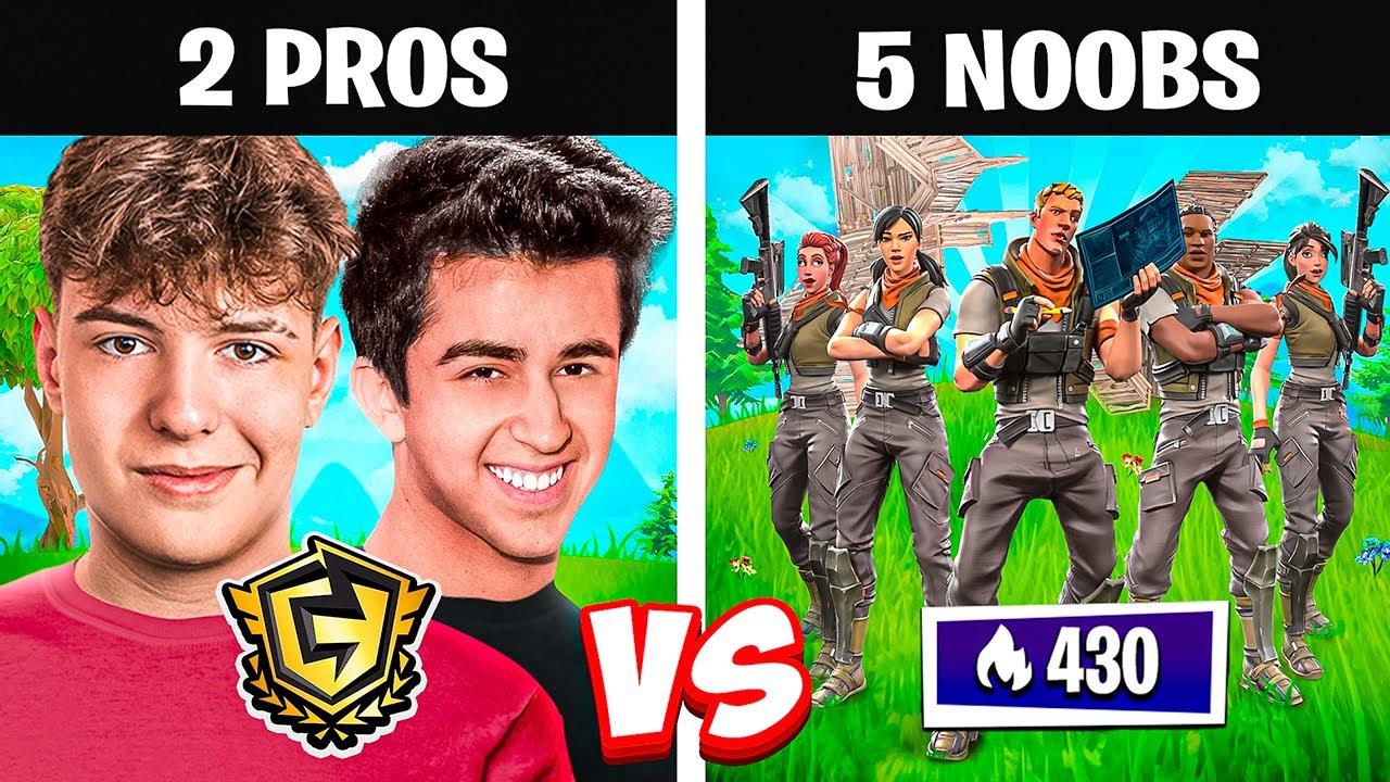 2 Pros vs 5 Noobs Boxfights (Impossible Fortnite Challenge) thumbnail