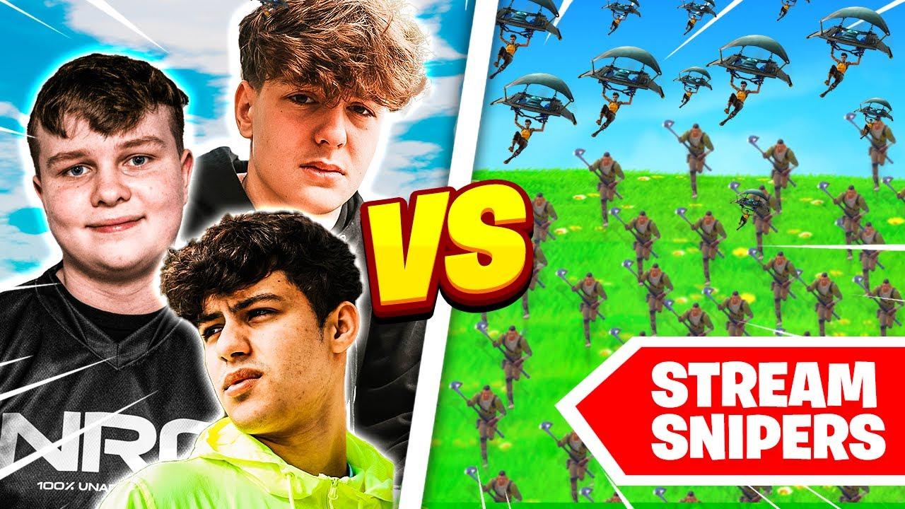 NRG Fortnite Pros vs. 99 Stream Snipers 😨 thumbnail