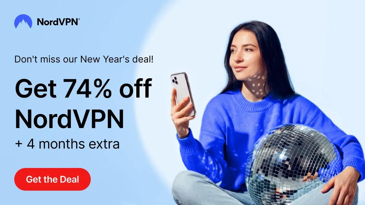 New year. New deal. Get NordVPN at 74% off + 4 extra months of subscription time 🎁 thumbnail